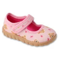 Buty dla dziewczynek - Befado różowe kapcie dziecięce 460P018 w misie - miniaturka - grafika 1