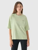 Koszulki i topy damskie - 4F T-shirt oversize z nadrukiem damski - oliwkowy/khaki XL - miniaturka - grafika 1