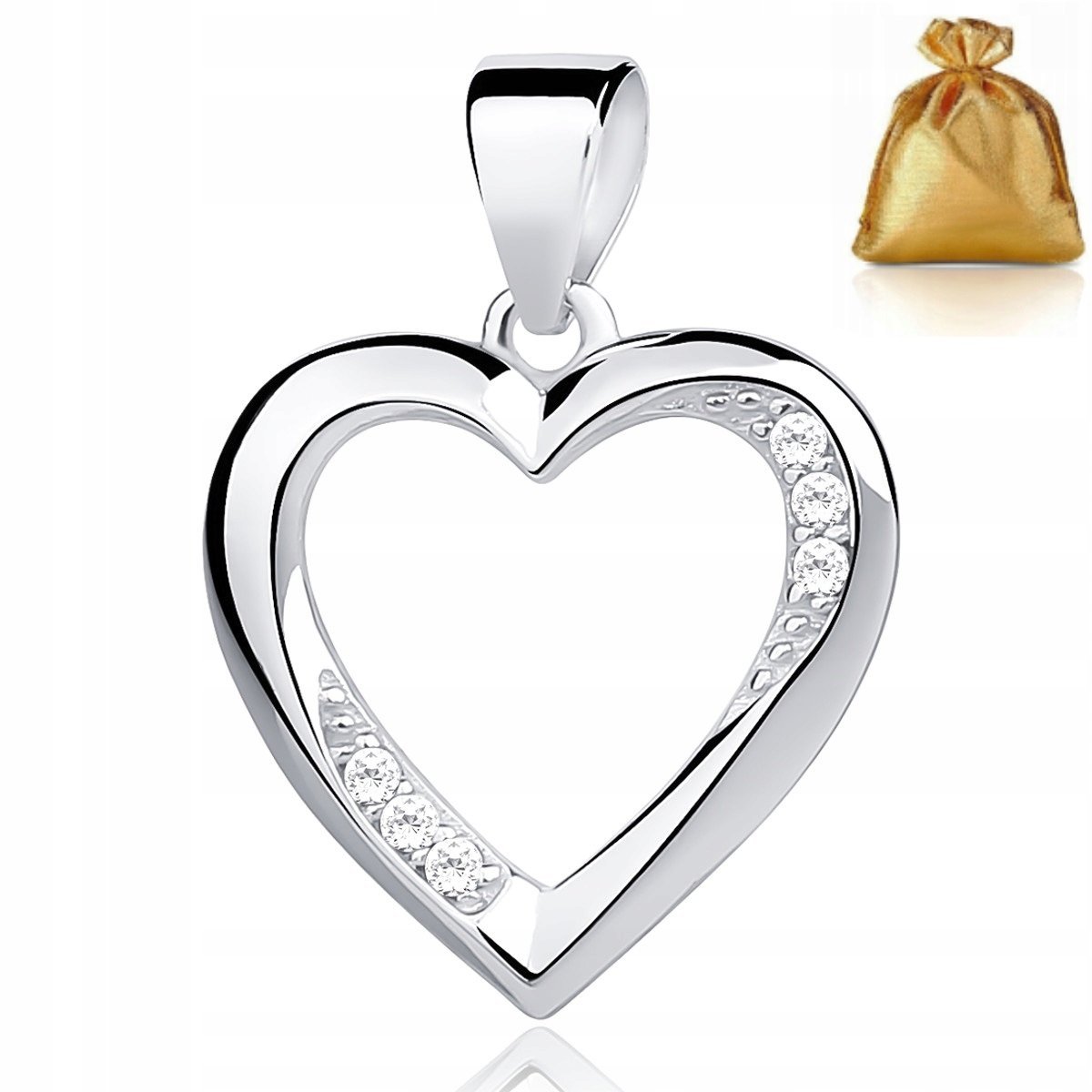 Srebrna Zawieszka Serce Serduszko Z Cyrkoniami Srebro Próby 925 Rodowana