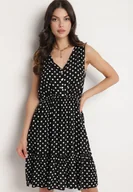 Sukienki - Czarna Sukienka z Wiskozą i Bawełną w Kropki Lilivena - miniaturka - grafika 1