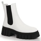 Botki damskie - Sztyblety damskie na platformie ocieplane białe Sergio Leone - miniaturka - grafika 1