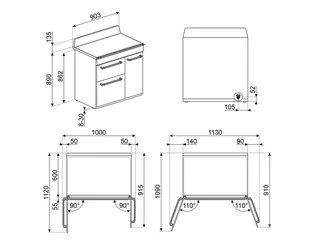 Kuchenka gazowo-elektryczna Kuchnia z płytą indukcyjną SMEG TR93IBL2 - Kuchenki gazowo-elektryczne - miniaturka - grafika 2