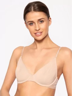 Biustonosze - Calvin Klein Underwear Biustonosz z fiszbiną T-Shirt Bra 000QF5835E Beżowy - grafika 1