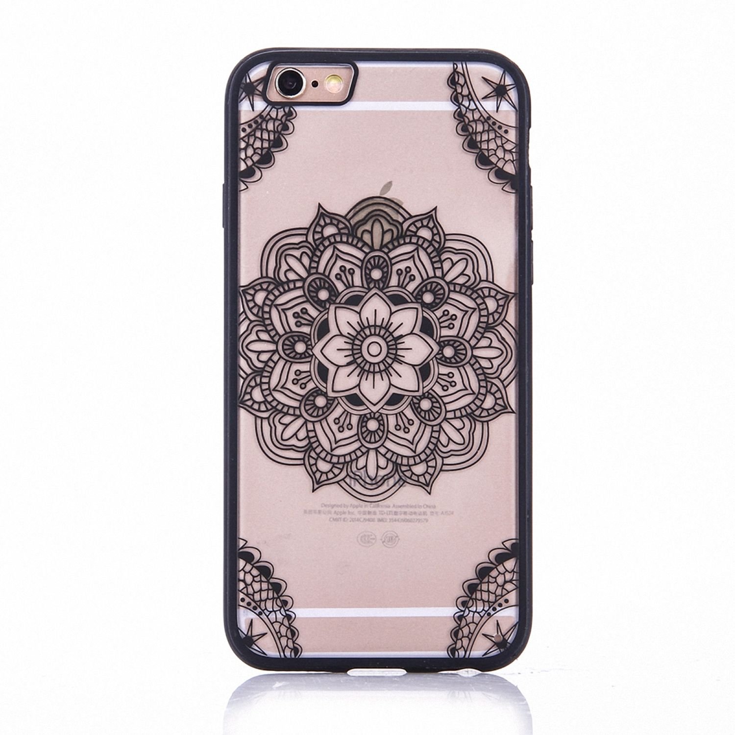 Etui na telefon komórkowy Mandala do Apple iPhone 8 Etui ochronne z motywem indyjskiej koronki Pokrowiec na torbę Bumper Czarny