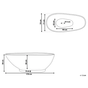 Wanna 170 x 80 cm efekt marmuru czarna RIOJA - Wanny - miniaturka - grafika 9