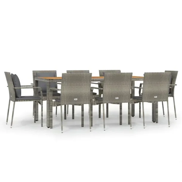 Modny zestaw mebli ogrodowych szary 190x90x75 cm, krzesło 59x53,5x88 cm