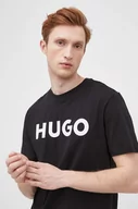 Koszulki męskie - Hugo HUGO t-shirt męski kolor czarny z nadrukiem - Hugo - miniaturka - grafika 1
