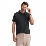 Koszulki męskie - Męska koszulka kołnierzyk z zamkiem polo czarna V8 OM-POSS-0132 roz. S - miniaturka - grafika 1