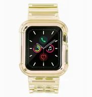 Akcesoria do smartwatchy - Silikonowa opaska pasek bransoleta bransoletka etui Strap Light Setdo zegarka Apple Watch 44 mm- żółta - miniaturka - grafika 1