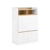 Biurka - SoBuy Składane biurko z regałem wąska szafka stół komputerowy FWT109-WN - miniaturka - grafika 1