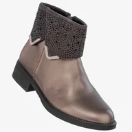 Botki damskie - Botki Dziecięce Buty Dla Dziewczynki Ocieplane Ekoskóra Złote APAWWA D90 35 Złoty - miniaturka - grafika 1