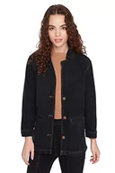 Koszule damskie - Trendyol Damska koszula z kołnierzykiem, jednokolorowa, regularna, płaszcz, czarny, M, Czarny - miniaturka - grafika 1