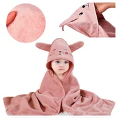 Okrycia kąpielowe dla dzieci - Okrycie Kąpielowe Z Kapturem Gruby Ręcznik 90X90 Dla Dzieci Ponczo Bawełna - miniaturka - grafika 1