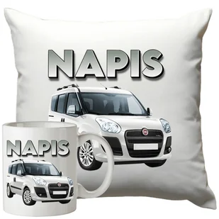 Kubek Poduszka Fiat 330ml 40x40cm z Napisem Zestaw Motoryzacyjny - Gadżety dla niej i dla niego - miniaturka - grafika 1