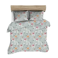 Pościel - Pościel z kory 160x200 szare różowe pomarańczowe maki na szarym tle - miniaturka - grafika 1