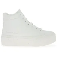 Trampki damskie - Buty Calvin Klein Bold Vulc Flatform Mid Laceup YW0YW01230-0K8 - białe - miniaturka - grafika 1