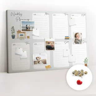 Organizer na ścianę XXL, Tablica Korkowa 120x80 cm - Przytulny planer na tydzień + Pinezki - Planery - miniaturka - grafika 1