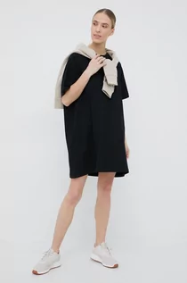 Sukienki - Outhorn sukienka bawełniana kolor czarny mini oversize - grafika 1