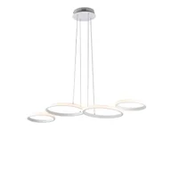 Lampy sufitowe - Lampa wisząca Atena LED CCT z pilotem, metal i białe aluminium, regulowane kable, nowoczesny design, 100x64 cm - miniaturka - grafika 1