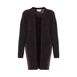 Swetry damskie - Jalene Damska modna kurtka w paski, długi kardigan nylon, czarny, rozmiar XL/XXL, czarny, XL - grafika 1
