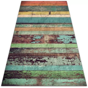 Dywan na taras do ogrodu na balkon Kolorowe deski 60x90 cm - Dywany zewnętrzne - miniaturka - grafika 1
