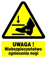 Akcesoria BHP - Zoo-60 Znak Bhp  Niebezpieczeństwo Zgniecenia Nogi - miniaturka - grafika 1