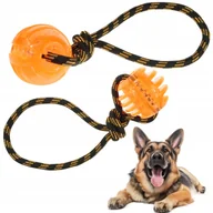 Zabawki dla psów - Zabawka dla psa szczeniaka SZNUR z PIŁKĄ DENTYSTYCZNĄ na smaczki szarpak - miniaturka - grafika 1