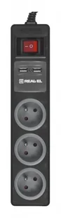 Listwa Zasilająca REAL-EL FRS-3 USB Charge 1,8m - Listwy zasilające - miniaturka - grafika 1