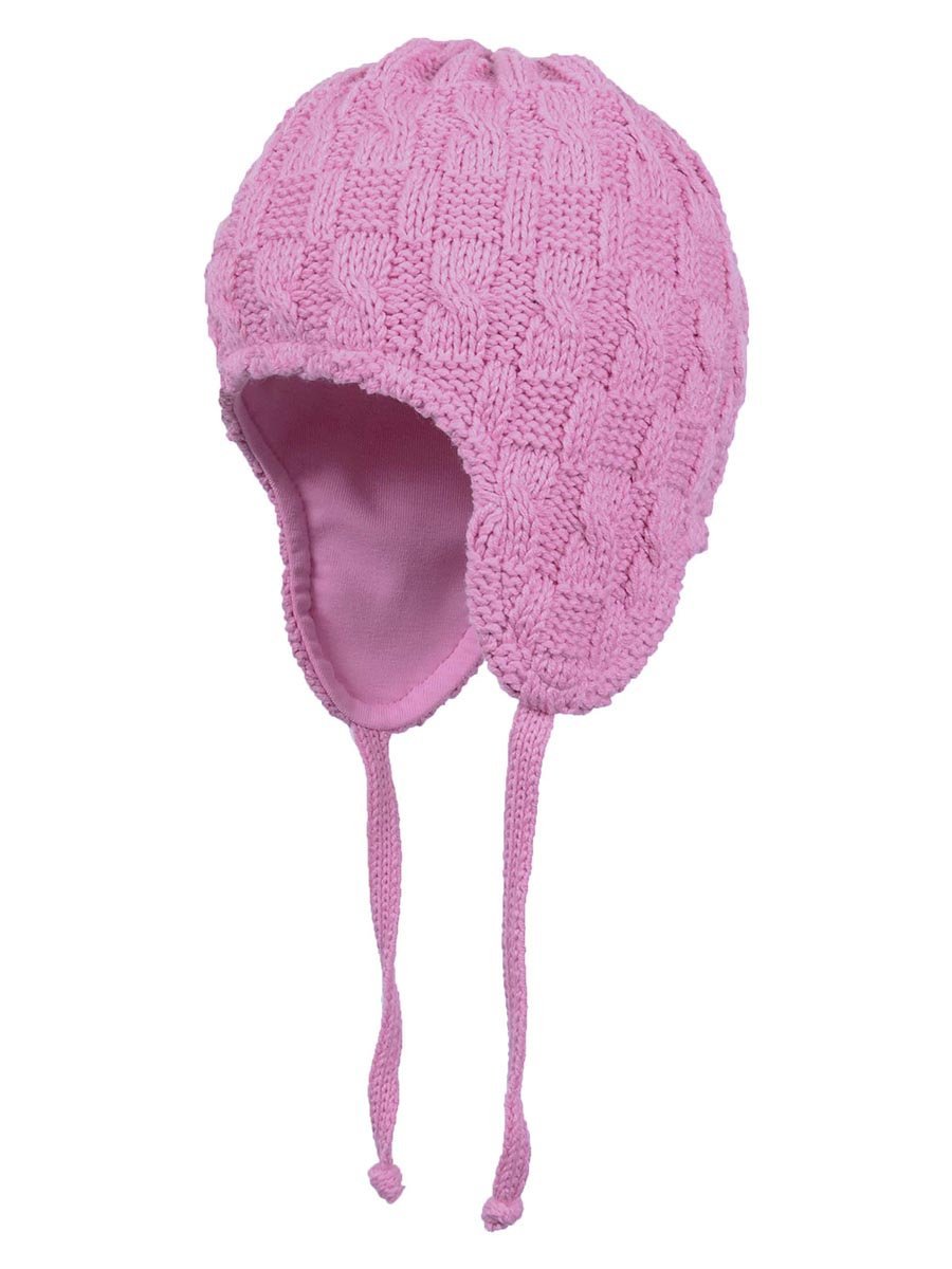 Dziewczęca czapka wiązana jesienno zimowa różowa Döll r.49