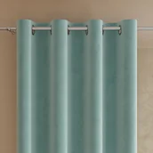 Zasłony - Gotowa zasłona z miękkiej welwetowej tkaniny Velvi, kolor miętowy na przelotkach 140x230 cm - miniaturka - grafika 1