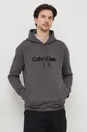 Bluzy męskie - Calvin Klein bluza męska kolor szary z kapturem z aplikacją - miniaturka - grafika 1