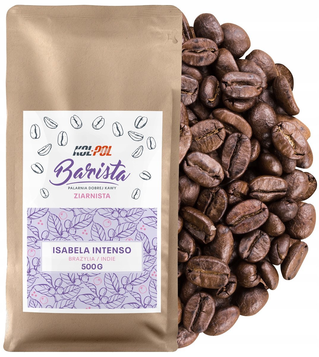 KAWA ZIARNISTA 500g Kawa Świeżo Palona Lokalna - Isabela Intenso x Kol-Pol
