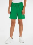 Spodenki damskie - Tommy Hilfiger Szorty sportowe Monogram Wreath KB0KB09002 M Zielony Regular Fit - miniaturka - grafika 1