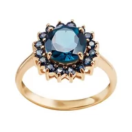 Pierścionki - Złoty pierścionek z topazem london blue Staviori pr. 585 styl wiktoriański - miniaturka - grafika 1