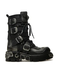 NEW ROCK Glany M-107-S2 Czarny - Glany damskie - miniaturka - grafika 1