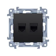 Gniazdka elektryczne - SIMON10 Gniazdo komputerowe podwójne RJ45 kategoria 5e (moduł); CZARNY - miniaturka - grafika 1