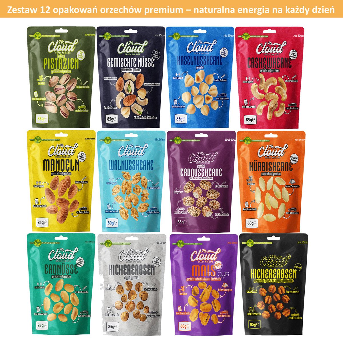 Turecki Zestaw 12x Przekąsek Orzechowych Premium Mr. Cloud