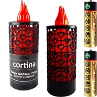 Lampiony i znicze - Świeca Led Czarna Dekoracyjna Ażur Wkład Znicz Czerwony Na Baterie Aa R6 - miniaturka - grafika 1