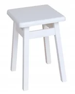 Taborety i hokery - Taboret Kuchenny Drewniany Stołek Prosty Biały - miniaturka - grafika 1