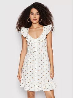 Sukienki - Vero Moda Sukienka letnia Nibi 10263164 Biały Regular Fit - grafika 1