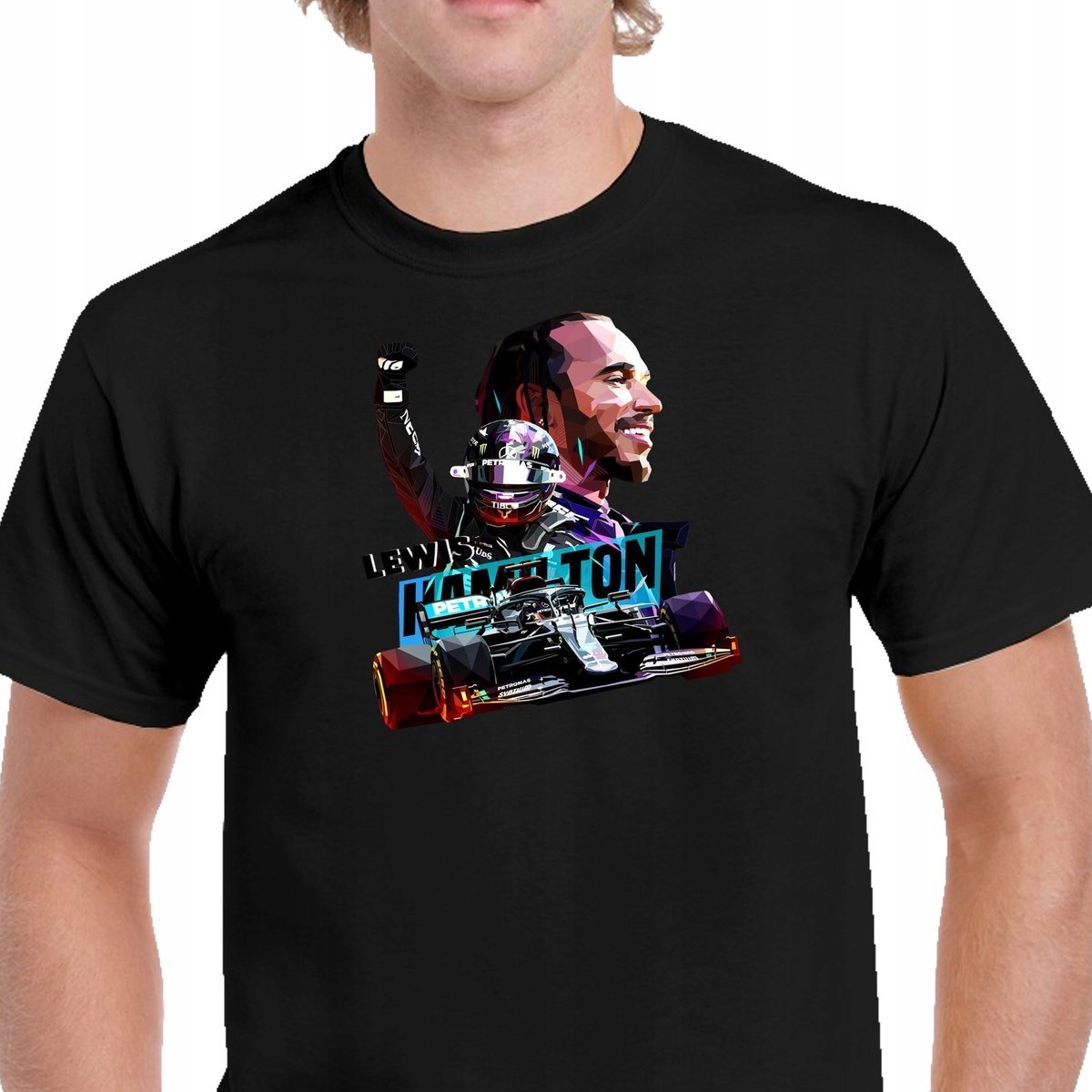 P090 Koszulka Lewis Hamilton F1 Formuła Wyścigi Czarna Prezent Bawełna Xxl