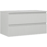 Szafki łazienkowe - Mexen Rivel szafka łazienkowa podumywalkowa 90 cm z blatem, 2 szuflady, ryflowana , szara mat - 91A20-09047-2-BFFC62 - miniaturka - grafika 1