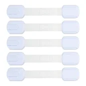 Zawiasy, okucia i inne akcesoria - 5-częściowy zamek do drzwi dla dzieci, blokada do szafek zabezpieczająca przed dziećmi z mocnym klejem, blokada do szafek i blokada do szuflad zabezpi - miniaturka - grafika 1