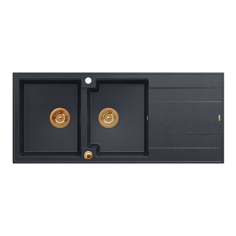 Quadron HQE11650U8_PVDC1_P2O Evan 121 black diamond - czarny metalik/miedziany - granit - wpuszczany w blat - ociekacz