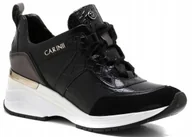 Sneakersy damskie - Sneakersy czarne CARINII B5787-H20-E50 skóra koturn r.39 - miniaturka - grafika 1