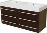 Szafki łazienkowe - Szafka łazienkowa wenge mat 140cm FOKUS z umywalką podwójną - miniaturka - grafika 1