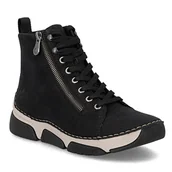 Botki damskie - Botki damskie czarne Rieker 45920 śniegowce zimowe ocieplane kożuszkiem-37 - miniaturka - grafika 1