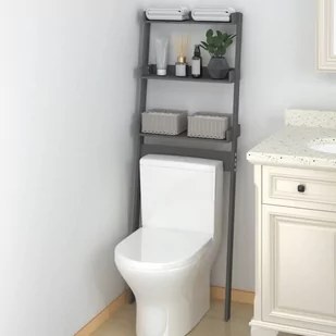 Vidaxl Półka Łazienkowa, Szara, 63,5X32X179 cm, Lite Drewno Sosnowe - Wieszaki łazienkowe - miniaturka - grafika 1