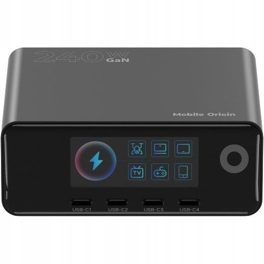 HUB USB Mobile Origin 240W GaN Display Charger Hub PW39 4x USB-C + 2x USB-A MO-240WDCH-PW39