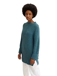 Swetry damskie - TOM TAILOR Damski Sweter z dzianiny ze stójką 1034069, 30669 - Pastel Teal Melange, XS - grafika 1